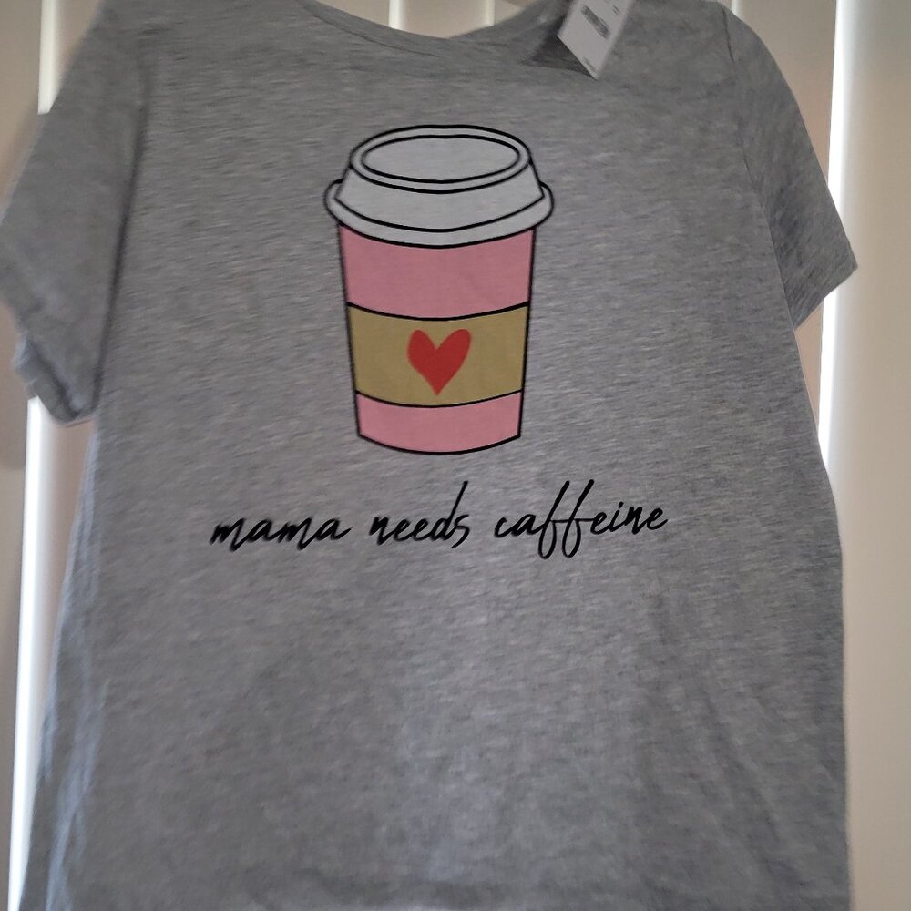 Hybrid Mama Needs Caffeine Short Sleeve Graphic T-Shirt - Heather Gray Size XXL